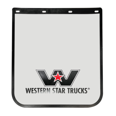 Mudflap white WST Logo 24X30
